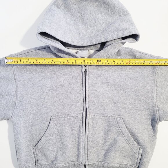 Aritzia TNA CozyAF Fleece Grey Cropped Zipper Hoodie Fleece Sweater - Size XS - Picture 4 of 8
